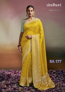 El último diseñador Pure Dola Silk Weaving Lace Border Saree Indian & Pakistani Clothing by Fab Zone - Product Image 2