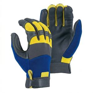 Guantes de Mecánico de Cuero Sintético de Primera Calidad, Cómodos y Protectores, en Negro y Rojo, para Protección Industrial de Brazos - Product Image 1