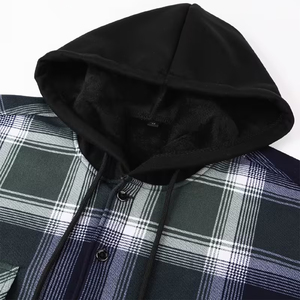 High Quality Men's <b>Flannel</b> <b>Jacket</b> Cotton Casual Long Sleeve Button Up Warm Winter Streetwear <b>Flannel</b> <b>Jacket</b> With Hoodies - Product Image 3