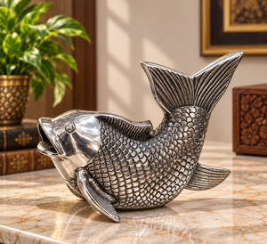 Escultura de Pez Hecha a Mano con Acabado Plateado, Figura Decorativa de Metal de Pez, Estatua Detallada de Animal Acuático, Adorno de Lujo para Mesa del Hogar - Product Image 3