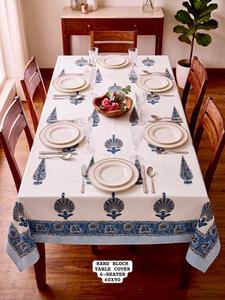 Nappe de table en coton imprimée à la main, 6 places, style traditionnel, disponible à prix de gros – Offre spéciale - Product Image 1
