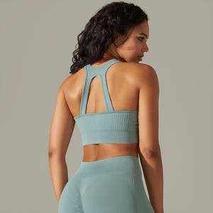 Conjunto Deportivo de Cinco Piezas para Mujer, Top Corto de Manga Larga, Sujetador Deportivo, Leggings, Pantalones Cortos, Color Sólido, Reciclable, Venta al Por Mayor, OEM, ODM, Personalizado - Product Image 3