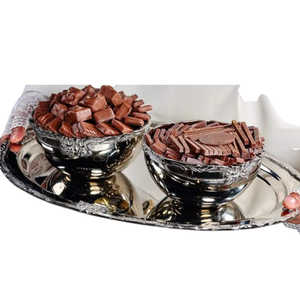 Bol à chocolat rond en aluminium, design martelé moderne, fait main, pour service et fruits - Product Image 6