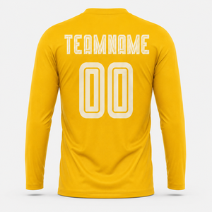 Camiseta de Fútbol Amarilla de Manga Larga para Hombre, Nombre del Equipo 00, Cuello Redondo Sublimado, Ropa Deportiva de Poliéster que Absorbe la Humedad, Ligera - Product Image 4