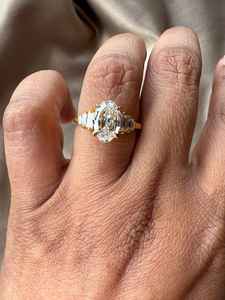 Bague en diamant de 2,01 carats de forme ovale, taille étagée modifiée, cultivé en laboratoire, pour femme, en or massif 14 carats, cadeau unique et surprise pour mariage ou promesse - Product Image 2