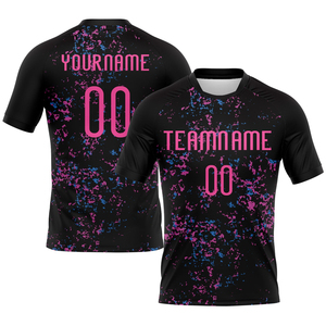 New Arrival Custom Abstract Fragment Art Sublimation <b>Volleyball</b> Uniform Jersey Comfortable Fit Sport <b>Sets</b> Black Pink Light Blue - Product Image 1