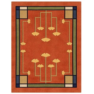 Alfombra de Lana Naranja Inspirada en el Arte y la Artesanía, con Borde Floral Hecho a Mano, Estilo Misionero, para Sala de Estar, Dormitorio, Decoración Vintage - Product Image 2