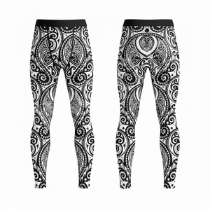 Leggings de compression pour hommes, taille haute, extensibles, imprimés sur toute la surface, design personnalisé, pour la course et le fitness, vente en gros d'été - Product Image 6