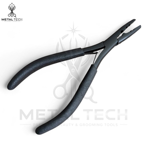 Pince de retrait d'extensions capillaires noire mate antidérapante à prise souple, multi-cannelures, pour micro-anneaux, outil de salon, directement de l'usine - Product Image 2