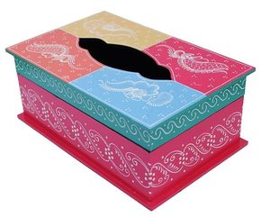 Traditional Chinese Wedding Napkin Dispenser <b>Tissue</b> Box Karigar Trunk Gift Box <b>Colorful</b> Printed Holder Sweet Home Packaging Box - Product Image 4