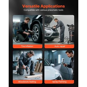 Compressore d'aria portatile da 20 galloni con motore da 2HP, 6.5SCFM, serbatoio lubrificato a olio da 90PSI, pressione massima 135PSI, compressore mobile per pneumatici a 6 ruote - Product Image 6