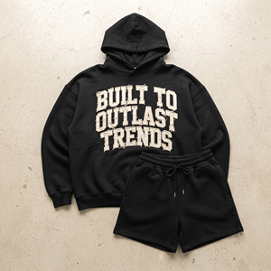 Unisex Hooded Sweat <b>Shorts</b> Set Heavy Fleece Cotton <b>Shorts</b> Two Piece Winter Heavy Fleece Cotton Sweat <b>Shorts</b> Sets <b>Men's</b> - Product Image 1