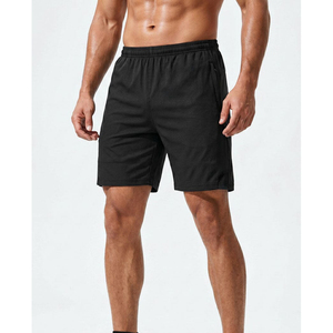 Men's Quick Dry Bermuda Shorts Solid Black <b>Elastic</b> Waist Casual Workout Shorts with Pockets - Product Image 1