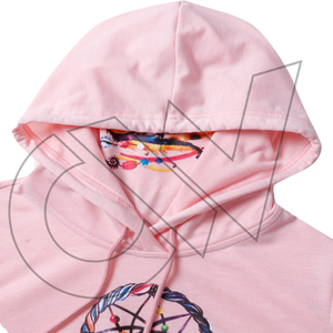 เสื้อฮู้ดผู้หญิงทรงโอเวอร์ไซส์ ผ้าฟลีซเนื้อนุ่ม สีชมพูล้วน ผลิตจากผ้าฝ้ายถัก ระบายอากาศได้ดี แห้งเร็ว คุณภาพดีจาก Carewear Sports - Product Image 5