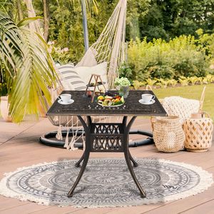 Tavolo Pieghevole Rotondo in Alluminio Pressofuso 81*81*104cm per Esterni, Tavolo Bronzo per Cortile, Picnic, Feste in Centro Commerciale, BBQ e Uso su Patio - Product Image 3
