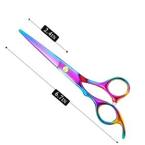 Ciseaux de coiffure professionnels 6,5 pouces en acier inoxydable, manche long, pour droitiers, lame affûtée, finition arc-en-ciel - Product Image 3