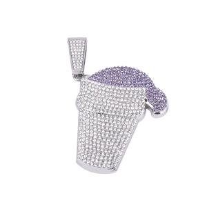 <b>Iced</b> <b>Out</b> Cup Pendant Moissanite Diamond 925 Silver Cuban Link <b>Chain</b> Hip Hop Necklace - Product Image 5