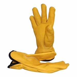 ถุงมือขับรถหนังวัวสีเหลือง  บุขนแกะ ทนทานต่อการเสียดสี  สำหรับงานหนัก  ถุงมือนิรภัยสำหรับคนขับรถบรรทุก  คนขับรถบรรทุกขนาดใหญ่ - Product Image 3