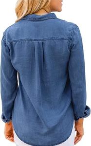 เสื้อเชิ้ตยีนส์ผู้หญิงพรีเมียมขายดี รุ่นฮิต ทรงบอยเฟรนด์ ติดกระดุม แขนยาว ระบายอากาศได้ดี - Product Image 2
