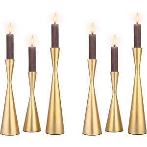 Modern Brass Candle Stand Set with <b>Glass</b> Shades for Home Decoration Wedding Use Heat Resistant Metal Holder - Product Image 6