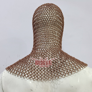 Coif médiéval en maille de cuivre fait main, tissage 4 en 1, pour chevalier, armure de tête pour costume de reconstitution historique, fournisseur en gros - Product Image 3