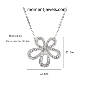 Silver Plated <b>Titanium</b> Steel Moissanite Pendant Necklace Floral <b>Chain</b> Necklace for Women Gift Jewelry - Product Image 1