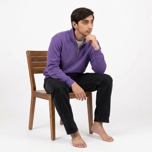 Sweat-shirt personnalisé pour homme à col zippé, en molleton de coton brossé, coupe oversize, poignets côtelés, style streetwear décontracté - Product Image 3