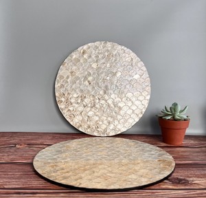 Luxury Handmade Round Mother of Pearl Inlay Charger <b>Plate</b> Scalloped Shell Mosaic Decorative Placemat for Hotel Tableware Decor - Product Image 5