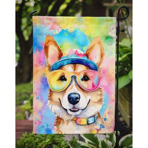 Corgi Hippie Dawg Multicolor jardín bandera buzón decorativo patio Banner para Patio ilustraciones para camas de flores tamaño - Product Image 3