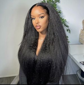 Perruque Lace Front Longue et Douce, Sans Colle, Yaki 26 Pouces, Lisse Crépu, Noir Naturel, Pré-épilée avec Baby <span class=keywords><strong>Hair</strong></span>, pour Femmes Noires, Usage Quotidien - Product Image 2