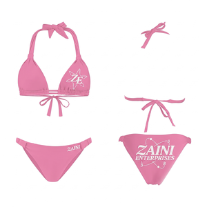 Conjunto de Bikini de Poliéster Premium de 220 GSM, Color Rosa, Cintura Alta, Escote Pronunciado, Relleno Extraíble, con Logotipo Personalizado con Impresión Digital - Product Image 1