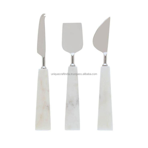 Ensemble de couteaux à fromage en acier inoxydable noir avec manche en marbre blanc, ustensiles de charcuterie, vente en gros, personnalisable, idéal pour la décoration de table à la maison ou pour les fêtes - Product Image 2