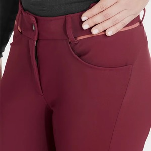 Pantalon d'équitation taille haute pour femme, coupe ajustée, couleur unie rouge, en textile, avec fermeture à boucle - Product Image 6