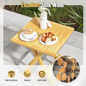 Tavolino da Caffè Quadrato in Legno di Teak con Gambe a X e Piano Scanalato - Product Image 5