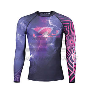 Camiseta de compresión de poliéster y spandex de alta calidad, manga larga, ajustada al cuerpo, para hombre, con logo personalizado. - Product Image 2