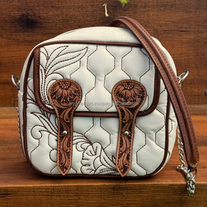 Manufacturer New Arrival Fashion Hand Tooled Genuine Quilted Leather Zipper Crossbody Bags Trendy Chain Shoulder Strap Handbags - Product Image 2