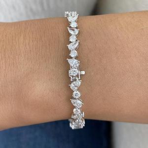 Pulsera de Diamantes con Corte Pera y Brillantes Redondos para Mujer, Oro Blanco de 14K, Diamantes Naturales, Pulsera de Lujo Elegante para Boda - Product Image 1