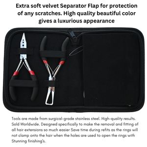 Complete Hair Extension Tools Kit 3-Hole Crimping MicroLink Removal Plier Pulling Hook Threading Loop Mini Scissor <b>Needle</b> Set - Product Image 5