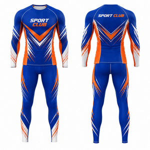 Sport Club Full Length Compression Suit Sublimation Print Geometric Pattern Quick Dry Polyester Yoga Set Crew Neck 2-Piece High - Product Image 1