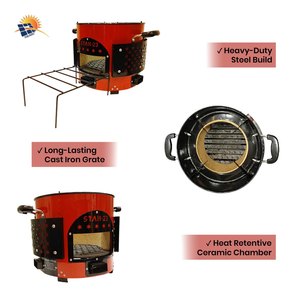 Stainless Steel Freestanding Modern Red Color Eco-Friendly Heavy Duty Wood Burning & Cooking Stove Outdoor Kitchen - Product Image 2