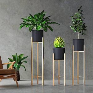 Decorative Modern Polished Iron Planter Stand Durable Lightweight Portable Rust Resistant <b>Plant</b> Display for Home Hotel Indoor - Product Image 3