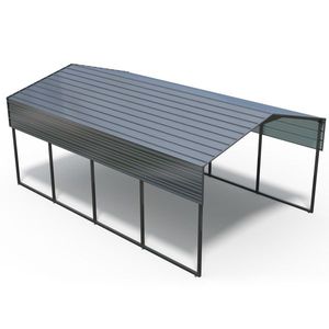 Abri de voiture métallique robuste 12x20 pieds avec structure renforcée, auvent de garage extérieur multi-usage - abri pour voiture, pick-up, bateau - Product Image 2