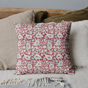 Durable Block Print Cushion Cover Handmade Premium Quality Cotton Pillow with Designer Print Eco-Friendly Decorative Sofa - Product Image 5