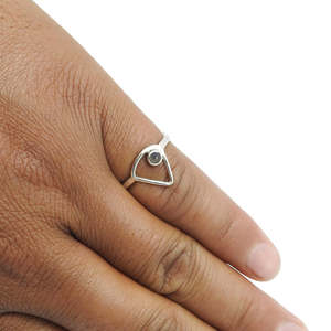 925 Sterling Silver Bohemian <b>Ring</b> Handmade Open Trillion Cut <b>Ring</b> With Round Cut <b>Labradorite</b> Gemstone Perfect For Daily Use - Product Image 2