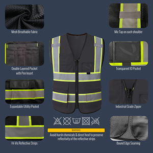 Chaleco de seguridad de grado industrial con tiras reflectantes de alta visibilidad, ropa duradera para obras de construcción, para topógrafos e ingenieros de campo - Product Image 4