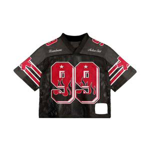 Camiseta de Fútbol Vintage Personalizada de Alta Calidad, Estilo Oversize, Cuello en V, Malla Transpirable, Bordado Personalizado, Camisetas de Hombre - Product Image 4