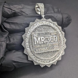 จี้ห้อยคอรูปทรง Mr.360 เงินแท้ 925 ชุบโลหะผสม คริสตัล ไรน์สโตน เครื่องประดับแฟชั่นฮิปฮอปสำหรับผู้ชาย ของขวัญ - Product Image 4