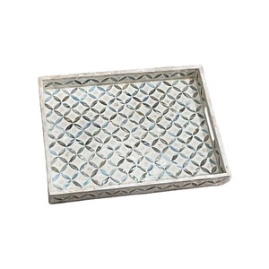 ถาดลายมุกอินเดียสีฟ้าอมเขียว  ถาดเสิร์ฟตกแต่ง - Product Image 5