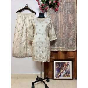 Ensemble de costume pour femme avec paillettes et broderie Zari Taille de travail 2XL - Product Image 2