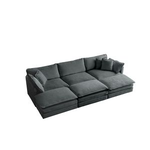 Divano Componibile a U Super Morbido e Reversibile a 6 Posti con 3 Pouf e 3 Cuscini Decorativi, Seduta Profonda e Confortevole per Soggiorno - Product Image 4